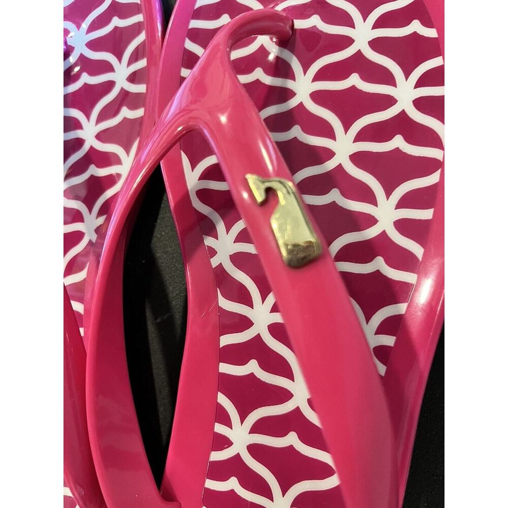 EUC Vineyard Vines women’s metal whale charm Jelly Flip Flops Thong Sandal USA 9 - Picture 2 of 4
